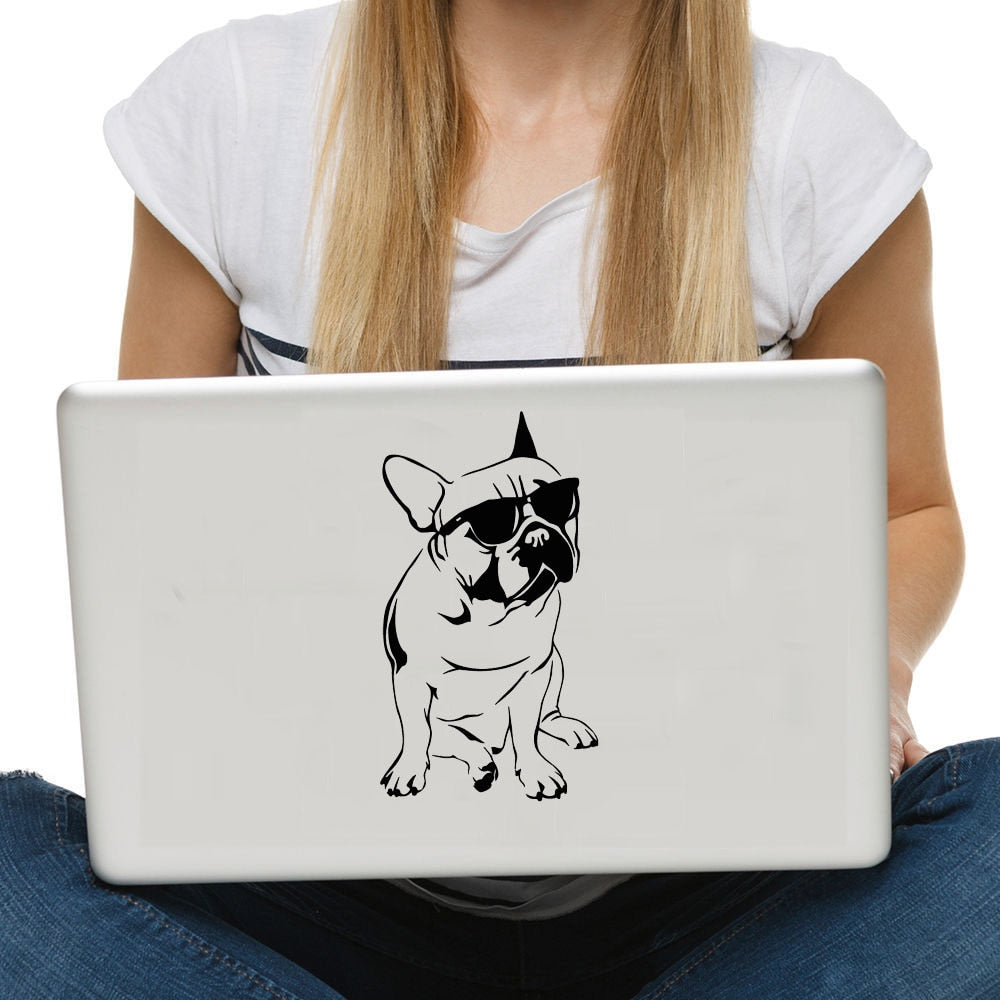 Frenchie In Shades Laptop Sticker