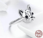 Frenchie Face Charm Ring