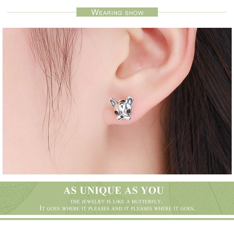 Frenchie Face Stud Earrings