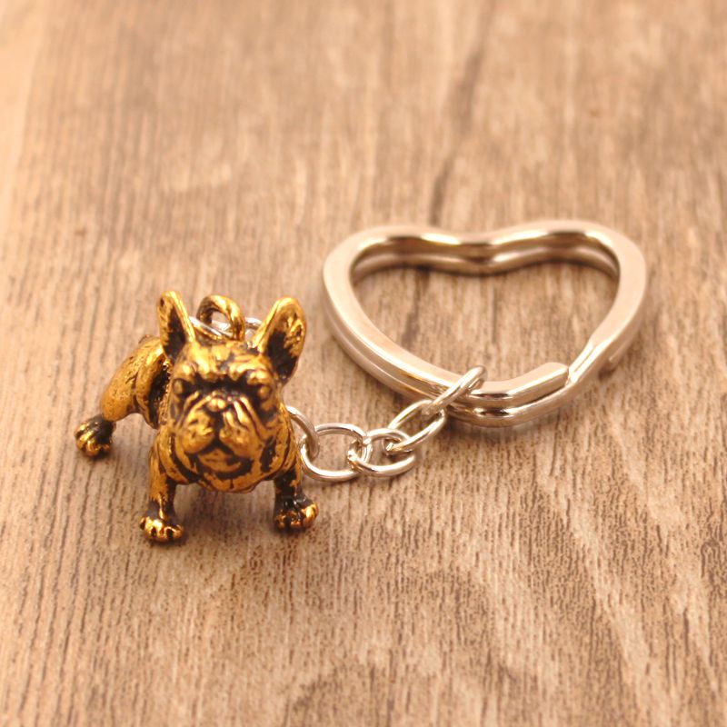 Key To My Heart Vintage Frenchie Keychain