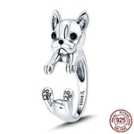 Frenchie Face Charm Ring Wrap