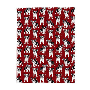 'Frenchie In Spectacles' Patterned Print Fleece Throw